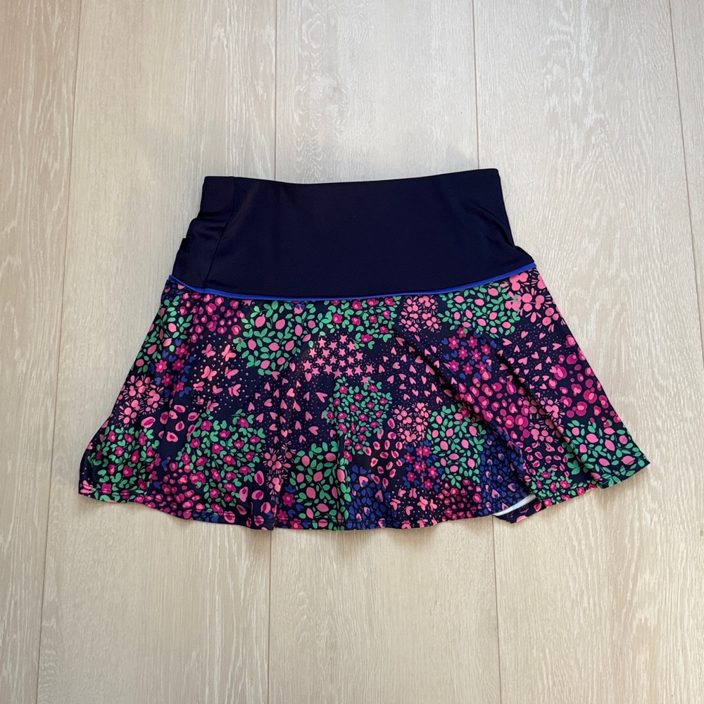 PGA Tour Navy Skirt with Pink & Green Floral Print
